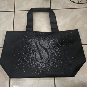 Victoria’s Secret Black Rhinestone Logo Tote Bag